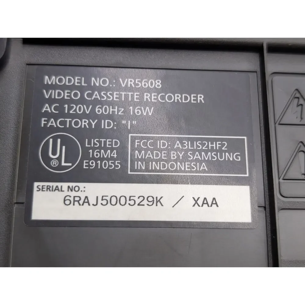 Samsung VR5608 VHS VCR 4 Head Video Cassette RecorderFOR PARTS REPAIR AS-IS